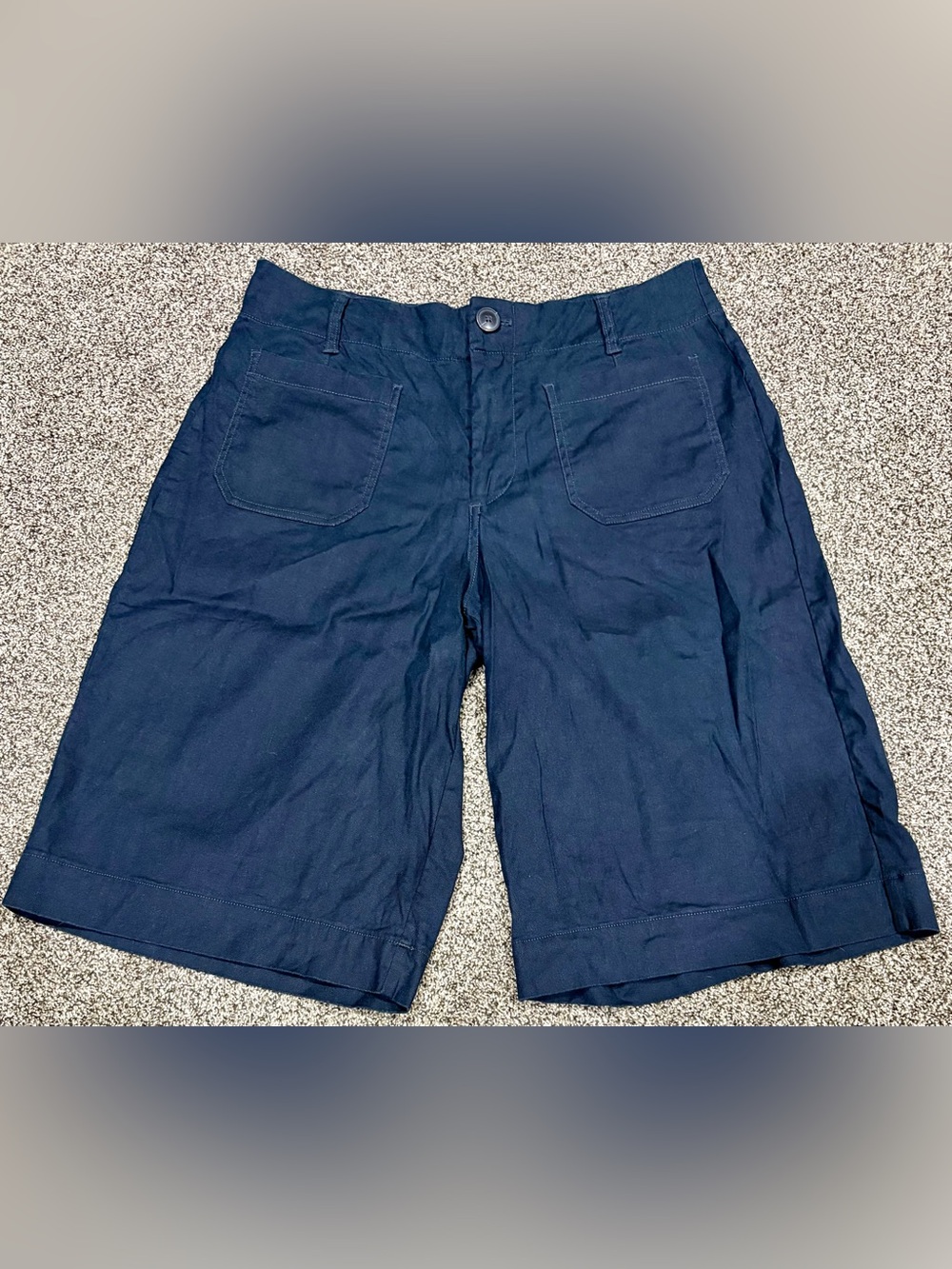 Maeve The Colette Longline Shorts Size 32 Navy Blue Linen Blend High Rise